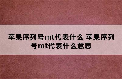 苹果序列号mt代表什么 苹果序列号mt代表什么意思